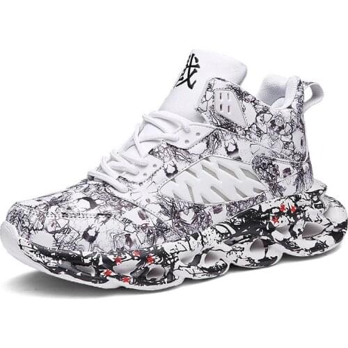 Large Size PU Leather High Top Mens Sneakers Men Running Shoes Sport Men Sneakers for Sports Male White Joggers Runner GMB-0152