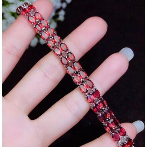 Natural garnet bracelet, the latest fashion, 925 Sterling silver, many gems, beautiful color, Ladies Bracelet