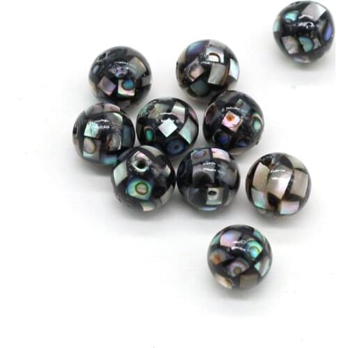 4Pcs Natural Freshwater Shell Beads Abalone Spherical Beads With Hole For DIY Jewelry Making Bracelet Earring Ring Accessory
