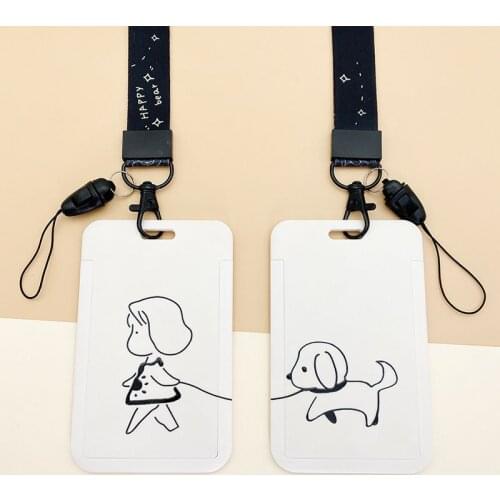Lanyard Card ID Holder Cute Cartoon Work Name Card holder Plastic Bus Card Case Key Holder Ring Luggage Tag Trinket Badge holder
