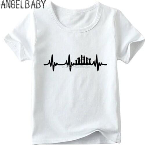 Children Chess Heart Beat Pulse T shirt Baby Boys/Girls Summer Top Short Sleeve T shirts Kids Fashion Casual Clothes,HKP4159