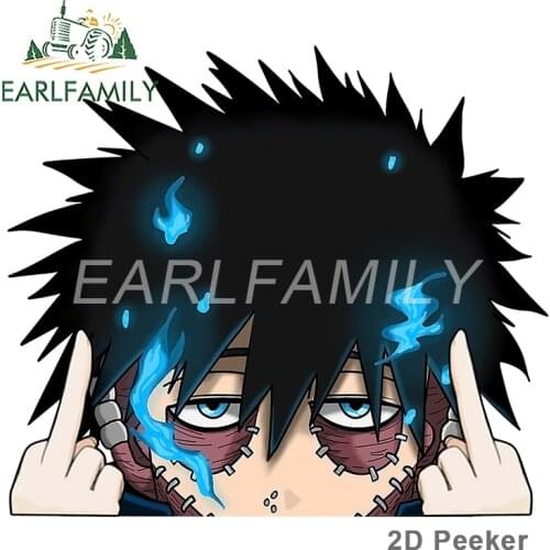 EARLFAMILY 13cm x 11.3cm for My Hero Academia Dabi Peek Camper Car Stickers Auto Car Assessoires Decal Motorcycle Decoration