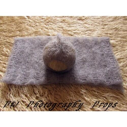 Hot Sale Crochet Baby Mohair Wrap and Hat Baby Knit Carrier Baby Swaddling Photo Props