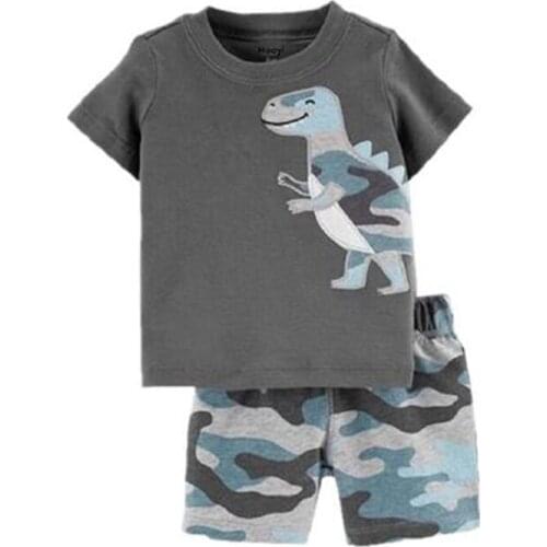 Camouflage Baby Boys Clothes Suit Summer Dino T-Shirts + Camo Shorts Pants Sets Casual Boy Outfit Cotton Sets Tops 6 9 12 18 24M