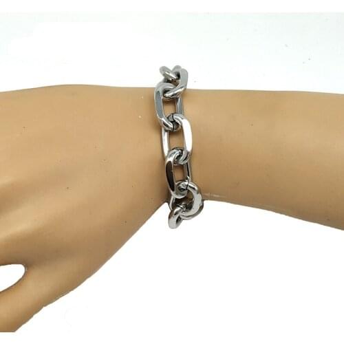 Cool Fashion High Quality Stainless Steel Pop Punk Rock Style Round Chain Link Bracelet Men Jewelry