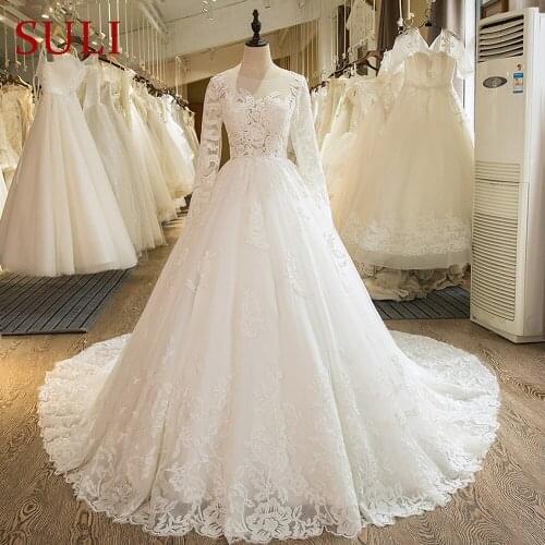 SL-1004 Real Picture Bridal Dress Long Sleeve Lace Boho Wedding Dress 2017