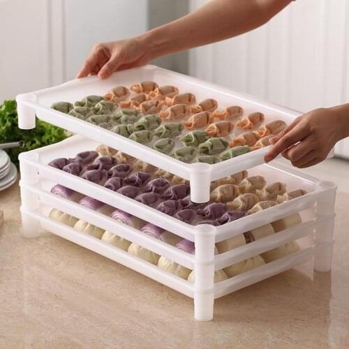 Kitchen food storage box dumpling plate plastic plate dumpling plate tray quick freezing rectangular freezer steamed bread tray