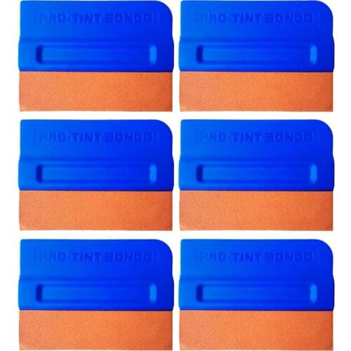 6PCS Durable Blue Suede Felt Edge Magnetic Squeegee 4 Inch for Car Squeegee Vinyl Decal Vehicle Window Film Scratch Scraper 6A36