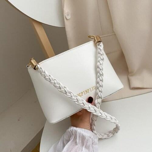 Fashion Braided strap Shoulder Bags for Women 2020 New Bucket Handbags and Purses PU Leather Travel Crossbody Bags Designer