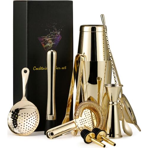 Cocktail Bar Stainless Steel Cocktail Shaker Set Cocktail Bartender Tool Set Shaker Bar Supplies 10 Piece Set Gift Tool