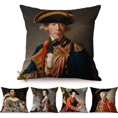Renaissance Royal Family Portrait Oil Painting Works Powerful Artwork Decorative Gallery Sofa Pillow Cover Chair Cushions Cover