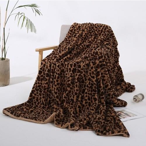 New Elegant Leopard Design Fuzzy Blanket Sheets Super Soft Rabbit Fur Crystal Short Plush Bedding Sofa 130 * 160 Cm /160 * 200cm