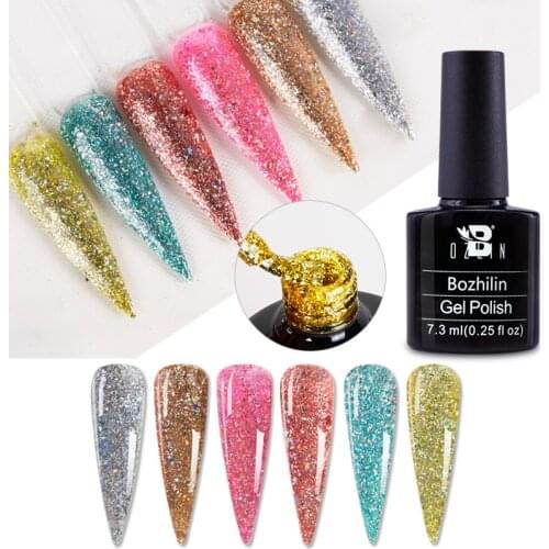 7.3ML Sparkling Punk Gel Sparkle Gel 6 Colors Platinum Gel Varnish Soak Off UV LED Gel Nail Polish Nail Art Tools Base Top Coat