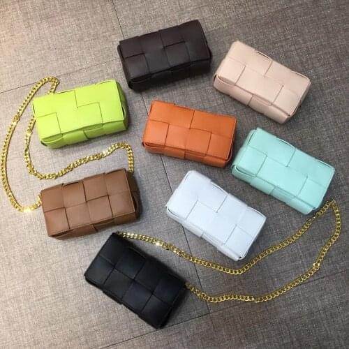 Waists Weaving one-shoulder bags Slant bag Small thin bag Womens bag cowhide