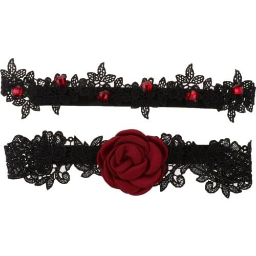 2 Pieces Lace Rose Garter Wedding Garter Bridal Garters Stretch Garter Belt Wedding Bride Costume Accessories