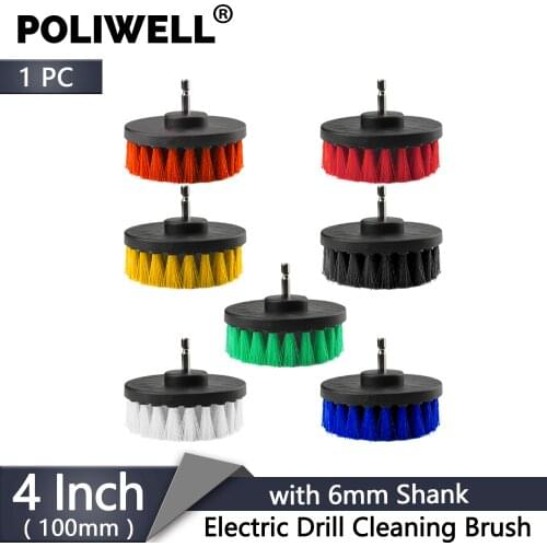 POLIWELL 4inch(100mm) Electric Drill Cleaning Brush For Household/Automotive with 6mm Shank Drill Attachment