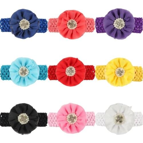 Baby girl headband Infant hair accessories crystal Tie flower bow Headwear tiara headwrap Gift Toddler bandage Ribbon newborn