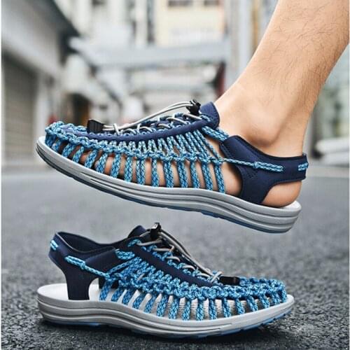 Mens Gladiator Sandals Summer High Quality Handmade Weave Mens Shoes Slip-On Outdoor Casual Beach Men Sandals