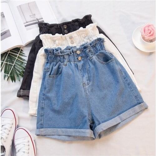 High Waist Elastic Waist Harem Ruffle Shorts Jeans for Women Xxxl Womens Denim Shorts Large Size Summer 5Xl