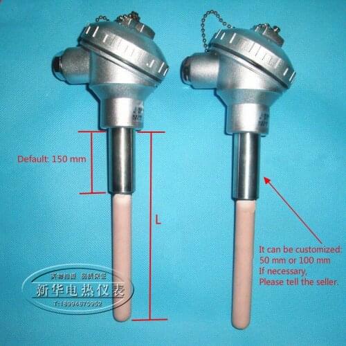 K type thermocouple, wrn-132 corundum tube ceramic tube thermocouple, unthreaded, high temperature resistant 1300