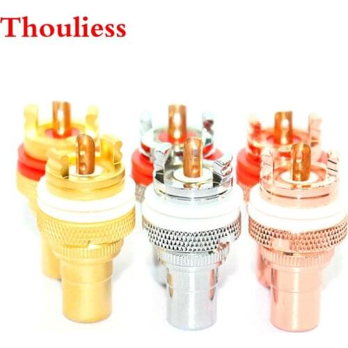 Thouliess 4pcs HIFI Audio Panel Mount RCA Female Socket Plug Jack Audio Amplifier CD DVD Player Chassis Phono Connector