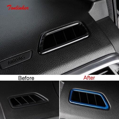 Tonlinker Interior Dashboard Small Outlet Covers for Chevrolet CAPTIVA 2019-20 Car Styling 2PCS Stainless steel Cover stickers