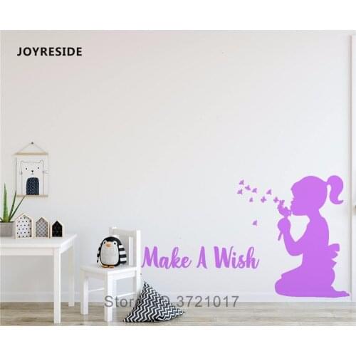 JOYRESIDE Make A Wish Wall Decal Vinyl Sticker Home Decor Wall Kids Girls Children Bedroom Wall Decal Interior Design Mural A563