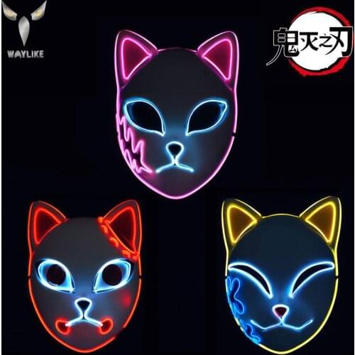 WALIKE Anime Demon Slayer LED Mask Cosplay Sabito Kamado Makomo Cute Masks Halloween Party Costume Props