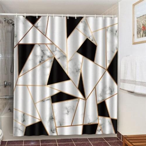 Marble Grain Shower Curtain Irregular Geometry Home Decoration Blackout Screen For Bathroom Waterproof Fabric Bath Curtain Hot