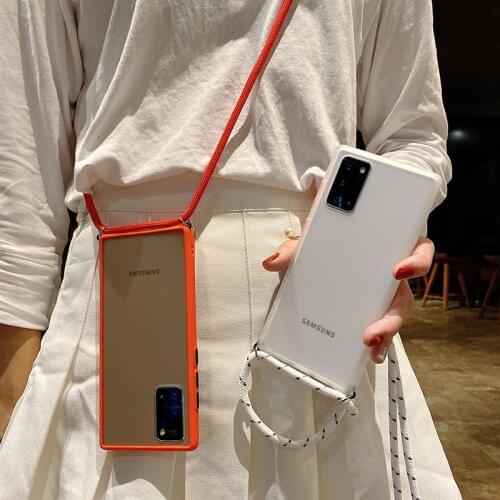 Skin feeling Protection Strap Cord Chain Phone Cases For Samsung Galaxy A81 71 91 51 42 21S M11 41 A01CORE Lanyard