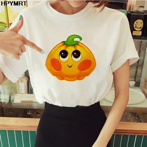 2020 New T shirt Women Humanize Cartoon pumpkin print T-shirt Harajuku T-shirt female fashion white tops womens T Shirt clothes