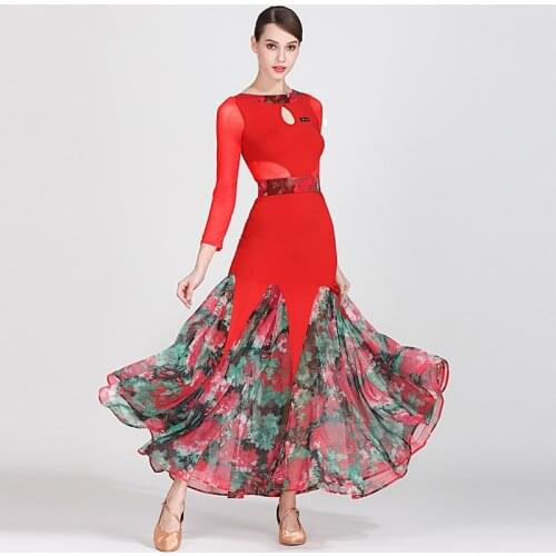 Mesh Ballroom Dance Clothes Women Drag outfit Designer Dress Floral Waltz Dancing Outfits Stage Costume Tango Dance Wear JL2699