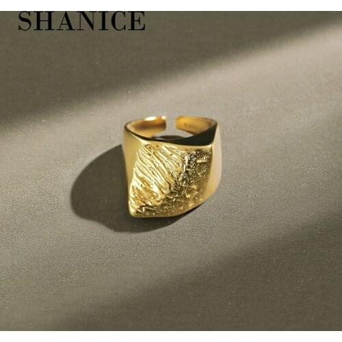 SHANICE 100% Real 925 Sterling Silver Open Ring for Women Geometric Exaggerated Irregular Ring Party Jewelry Gifts