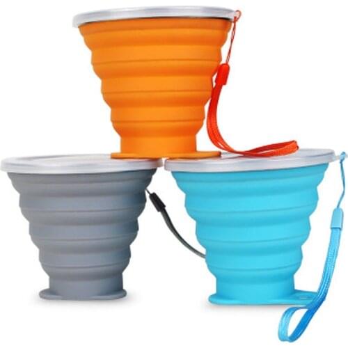1PC Folding Silicone Cup Portable Silicone Telescopic Drinking Collapsible Cup Multi-function Foldable Silica Mug 270ML