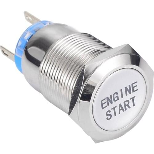 1pc Waterproof Car White LED Momentary Switch off / on / off Metal Engine Start Round Push Button Switches 12V 19mm Mayitr