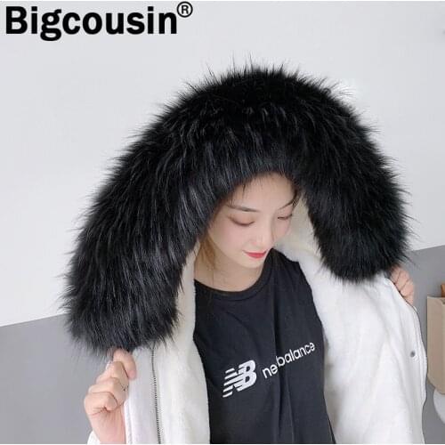 100% High Quality Fur Collar Faux Fur Scarf Women Men Super Luxury Big Fur Decor Scraves Wraps Clothing Accessories 75cm CG10
