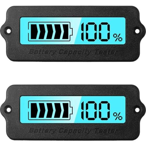 2 Pcs Battery Meter Blue Light Capacity Monitor DC 8-63V Digital Battery Indicator DC 12V 24V 36V 48V Battery Indicator