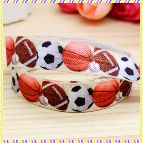 5/8'' Free shipping Fold Over Elastic FOE sport ball printed headband headwear hair band diy decoration wholesale OEM B844