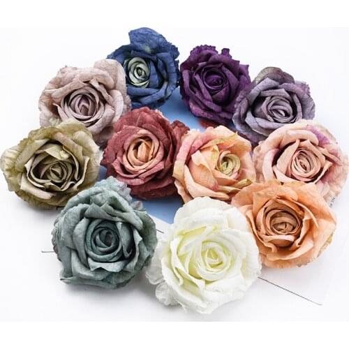 50/100 Pieces wholesale artificial flowers christmas decorations for home wedding bridal accessories clearance silk roses head