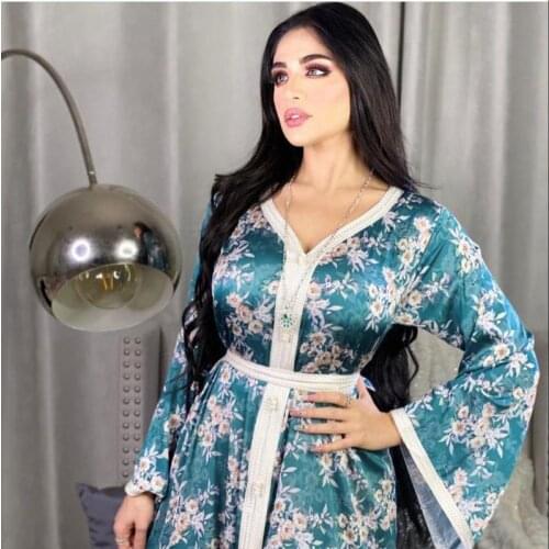 Muslim Abaya Dubai Turkey Hijab V Neck Dress Islam Clothing Turkish Dresses For Women Jilbab Vestidos Robe Ramadan Eid 2021