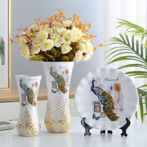 American retro ceramic ornament vase plate European living room porch wine cabinet three piece modern creative home