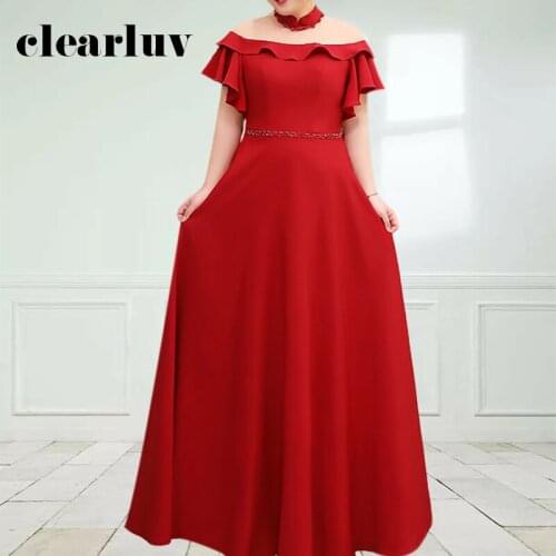Burgundy Evening Gowns DR1065 Elegant Ruffles Evening Dress Long A Line Robe De Soiree Beading Plus Size Evening Dresses