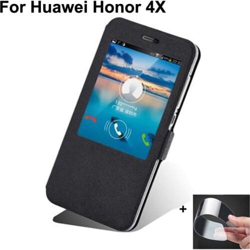 For Huawei Honor 4X case Honor4X phone cover open Window PU Leather shell 5.5" che1-cl10 che1-cl20 che2-tl00 che2-ul00 Flip case