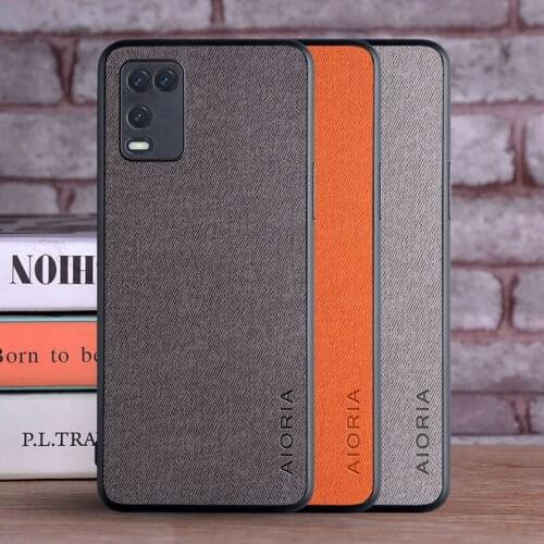 Case for Oppo A54 4G coque Luxury textile Leather skin soft TPU hard PC phone cover for oppo a54 4g case funda