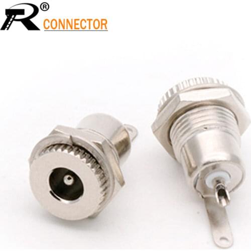 DC 5.5mm X 2.1mm Panel Mount Female DC Power Supply Adapter Metal Jack Sockets Connector R Connector Wholesale 3pcs/lot