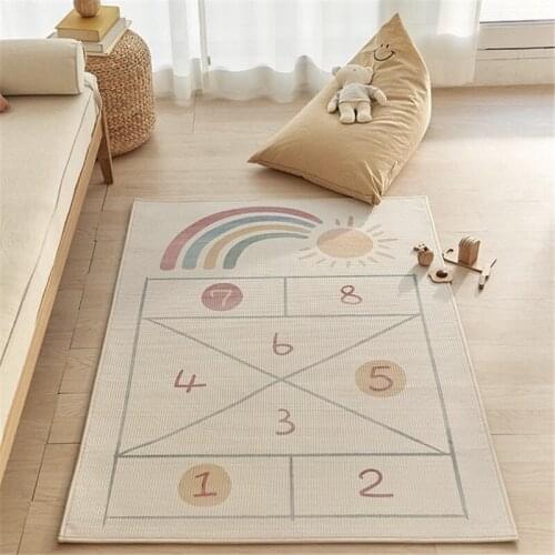 Baby Play Mat Nordic Wind Rainbow Jump Lattice Floor Mat Baby Crawling Game Mat Living Room Bedroom Non Slip Carpet Room Decor