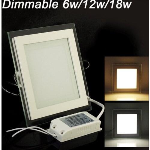 Dimmable LED Panel Downlight Square Glass Panel Lights High Brightness Ceiling Recessed Lamps For Home SMD5630+DRIVER AC85-265V