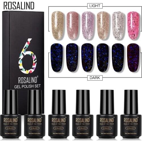 ROSALIND Gel Nail Polish Luminous Rose Gold Set Hybrid Varnish All For Manicure Platinum Gel Lacquer UV LED Lamp Nail Kit