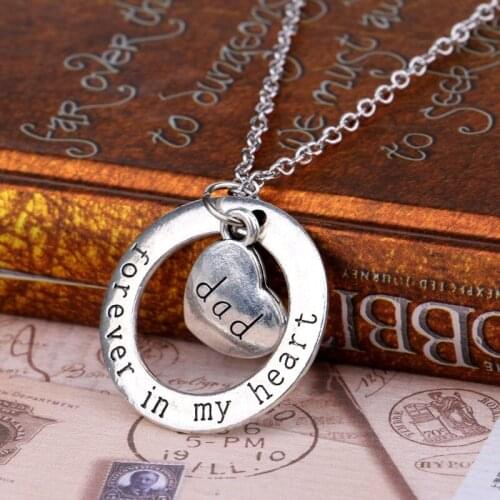 Hot Dad Forever In My Heart Pendant Chain Necklace Father Daddy Son Daughter Necklaces Family Jewelry Gift Fathers Day Presents
