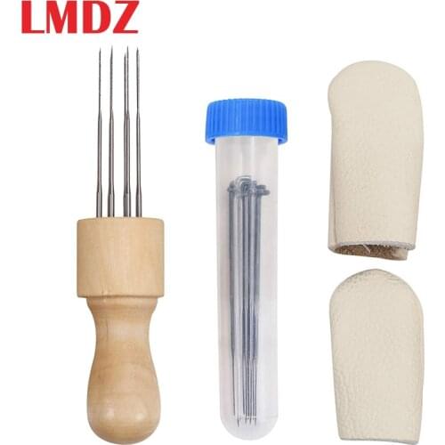 LMDZ Needle Felting Tool Solid Wood Handle Felt Stitch Punch Tool 8pcs Wool Fleting Tools With 3 Size 18 Needles